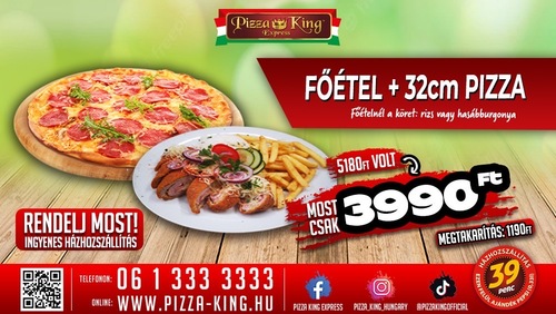 Pizza King 7 - Pizza és Főétel ajánlat - Szuper ajánlat - Online rendelés