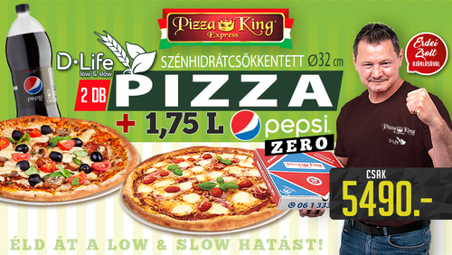 Pizza King 14 - 2 db 32cm D-life pizza 1,75l pepsivel - Szuper ajánlat - Online rendelés