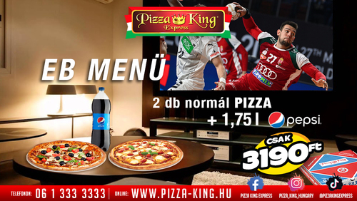 Pizza King 10 - 2db 32cm pizza és 1.75l pepsi - EB menü - Online rendelés