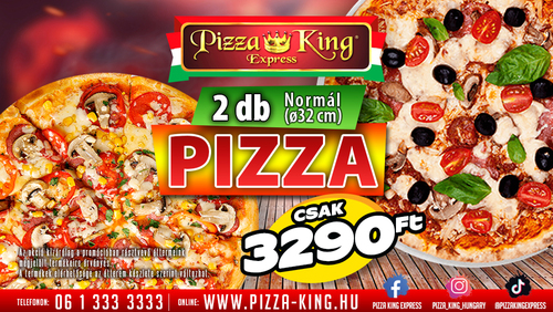 Pizza King 7 - 2 darab normál pizza akció - Szuper ajánlat - Online rendelés
